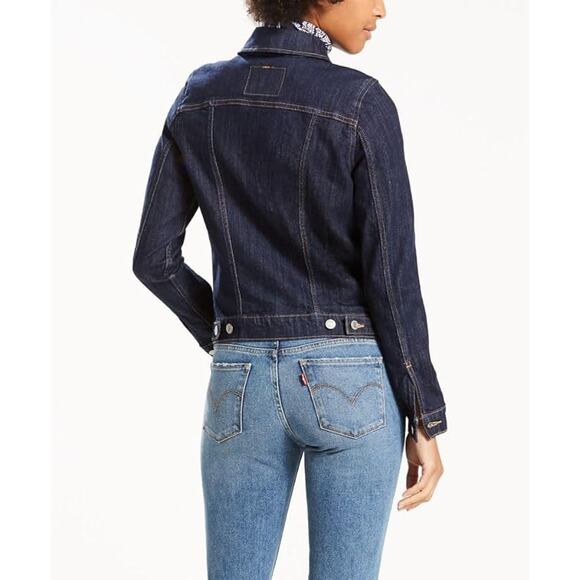 Levi's Red Tab Long Sleeve Trucker Denim Jacket Dark‎ Blue Women's Size S - Picture 2 of 12